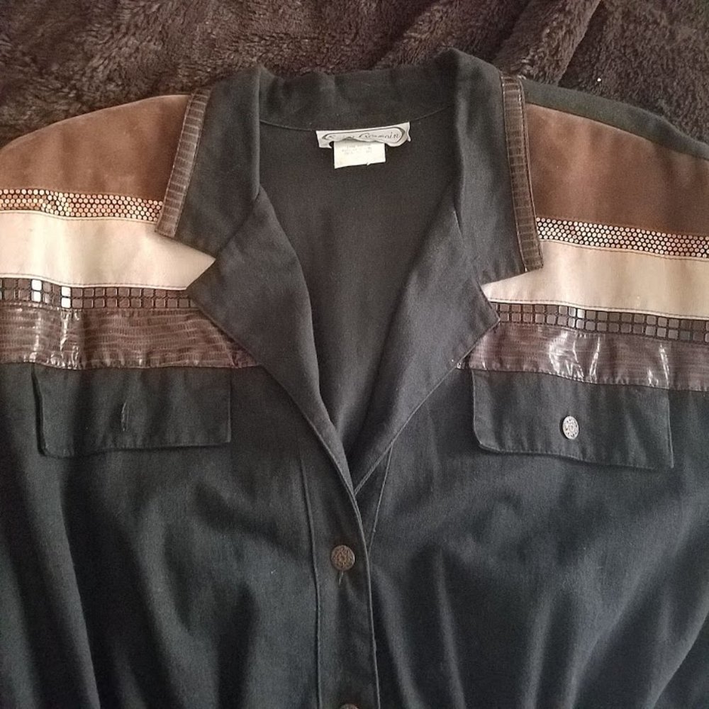 Leather/Cowhide Trimmed Jumpsuit